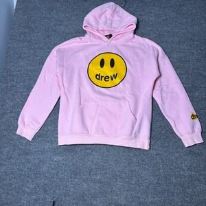 Drew House Mascot Hoodie Men's L Pink Smiley Face Logo Sweatshirt Justin Bieber